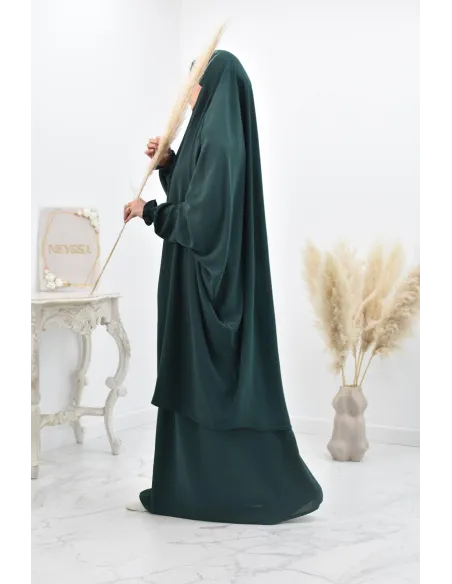 jilbab 2 pieces fluide manche froufrou haut de gamme et pas cher
