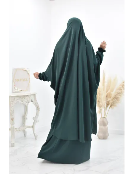 jilbab 2 pieces fluide manche froufrou haut de gamme et pas cher