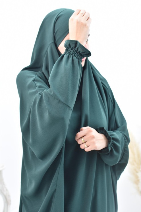 jilbab 2 pieces fluide manche froufrou haut de gamme et pas cher