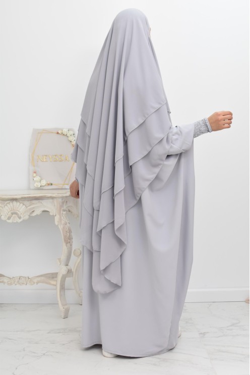 Khimar 3 voiles yemenite en mousseline pour femme musulmane voilée