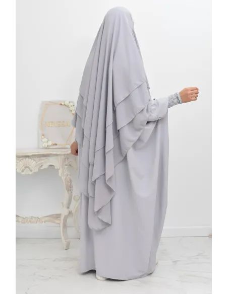 Khimar 3 voiles yemenite en mousseline pour femme musulmane voilée