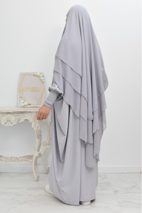 Khimar 3 voiles yemenite en mousseline pour femme musulmane voilée