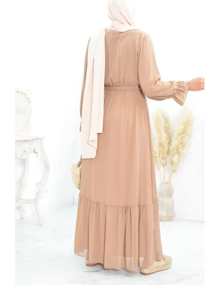 Robe longue bohème chic en mousseline femme voilée col cache-coeur