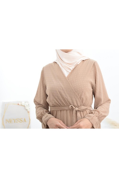 Robe longue bohème chic en mousseline femme voilée col cache-coeur