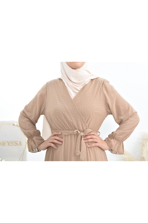 Robe longue bohème chic en mousseline femme voilée col cache-coeur