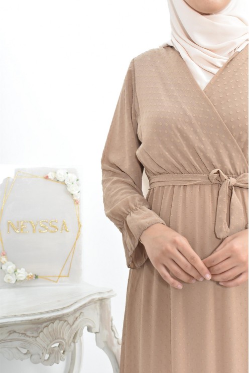 Robe longue bohème chic en mousseline femme voilée col cache-coeur