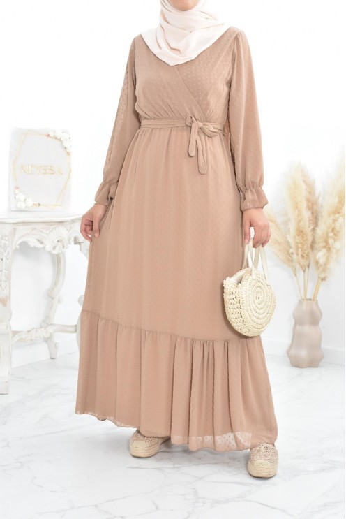 Robe longue bohème chic en mousseline femme voilée col cache-coeur