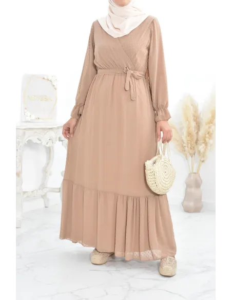 Robe longue bohème chic en mousseline femme voilée col cache-coeur