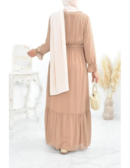 Robe longue bohème chic en mousseline femme voilée col cache-coeur