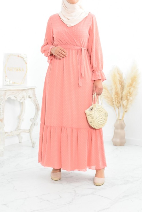 Robe longue bohème chic en mousseline femme voilée col cache-coeur