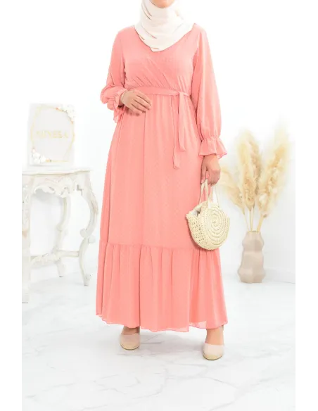 Robe longue bohème chic en mousseline femme voilée col cache-coeur