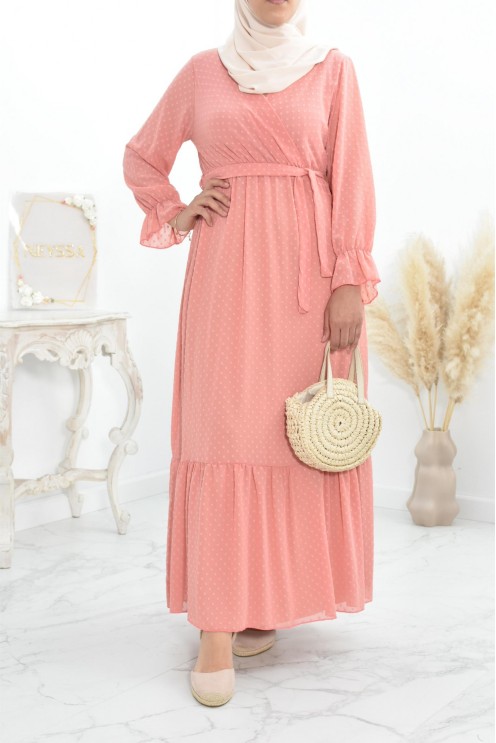 Robe longue bohème chic en mousseline femme voilée col cache-coeur