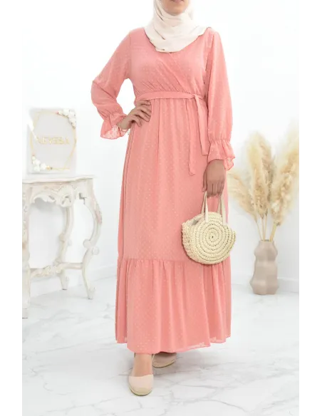 Robe longue bohème chic en mousseline femme voilée col cache-coeur