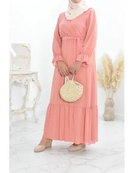 Robe longue bohème chic en mousseline femme voilée col cache-coeur