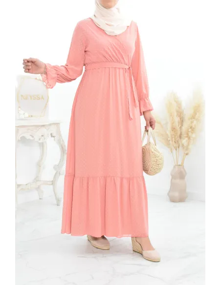 Robe longue bohème chic en mousseline femme voilée col cache-coeur