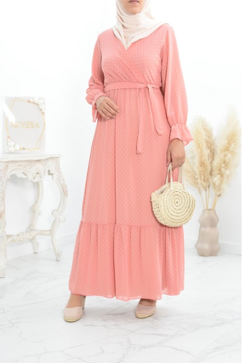 Robe longue bohème chic en mousseline femme voilée col cache-coeur