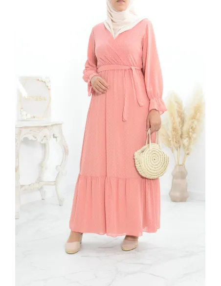 Robe longue bohème chic en mousseline femme voilée col cache-coeur