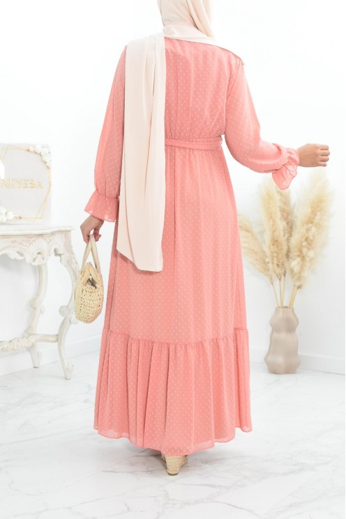 Robe longue bohème chic en mousseline femme voilée col cache-coeur