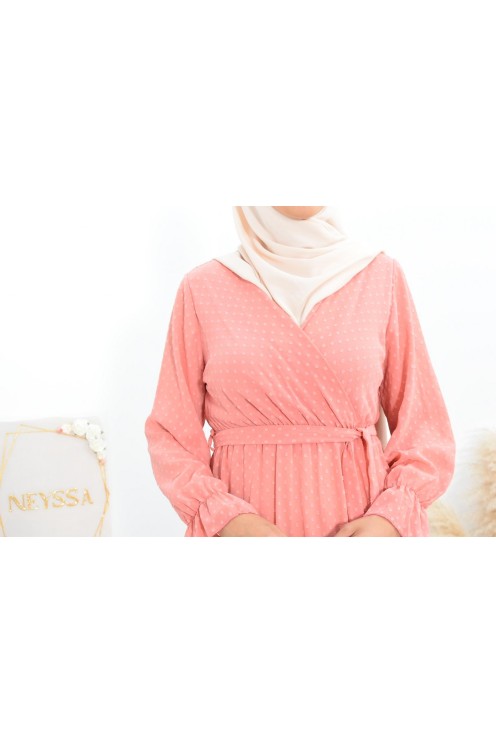 Robe longue bohème chic en mousseline femme voilée col cache-coeur