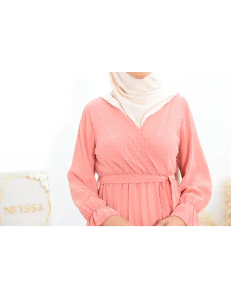 Robe longue bohème chic en mousseline femme voilée col cache-coeur