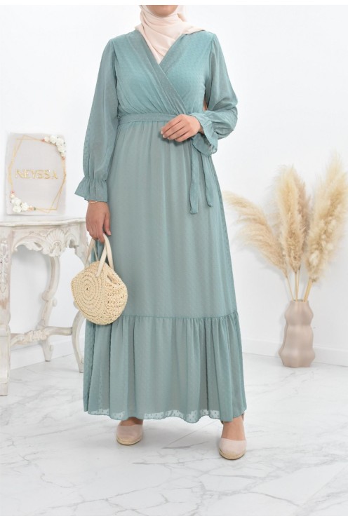 Robe longue bohème chic en mousseline femme voilée col cache-coeur