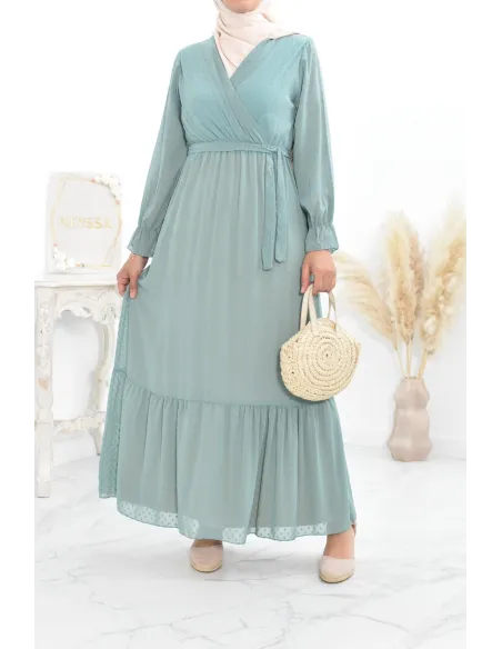 Robe longue bohème chic en mousseline femme voilée col cache-coeur