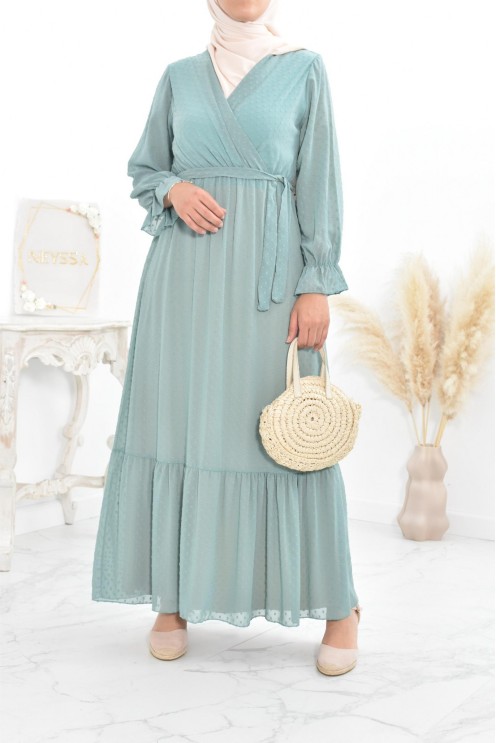 Robe longue bohème chic en mousseline femme voilée col cache-coeur