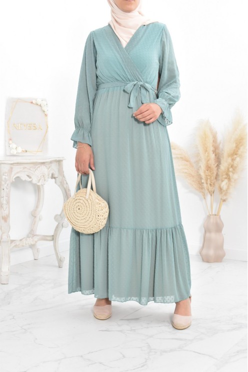 Robe longue bohème chic en mousseline femme voilée col cache-coeur