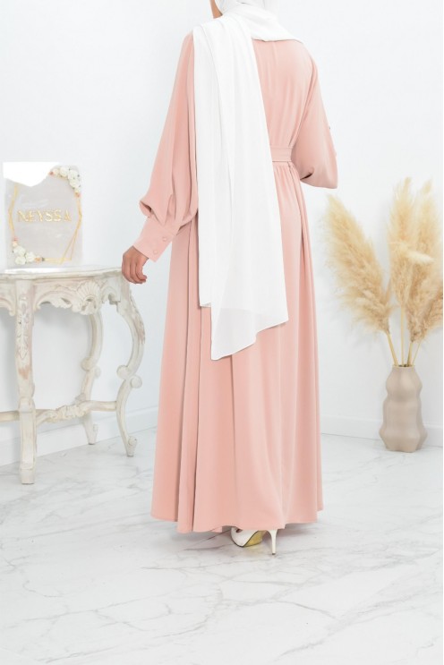 Robe longue col cache-cœur convient à l'allaitement femme voilée