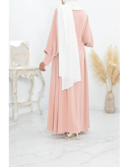 Robe longue col cache-cœur convient à l'allaitement femme voilée