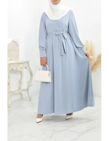 Robe longue col cache-cœur convient à l'allaitement femme voilée