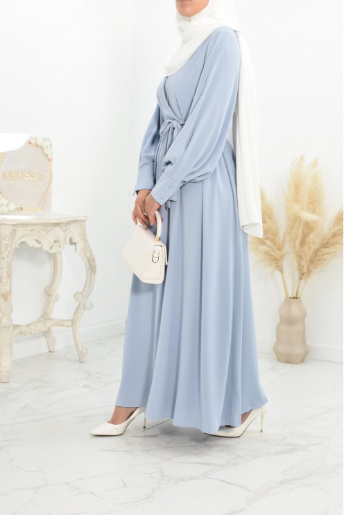 Robe longue col cache-cœur convient à l'allaitement femme voilée