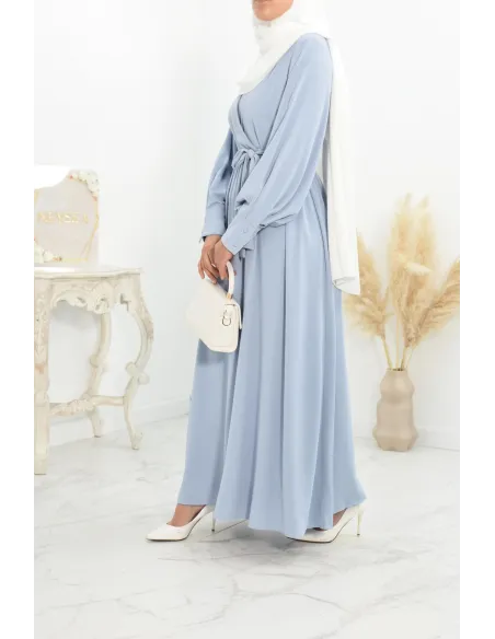 Robe longue col cache-cœur convient à l'allaitement femme voilée