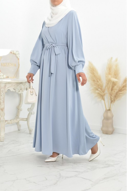 Robe longue col cache-cœur convient à l'allaitement femme voilée