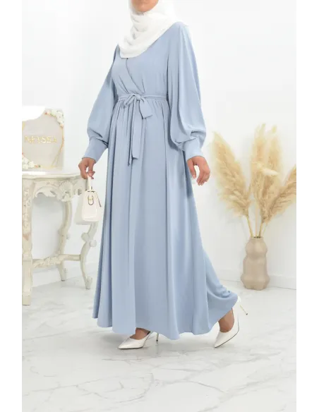 Robe longue col cache-cœur convient à l'allaitement femme voilée