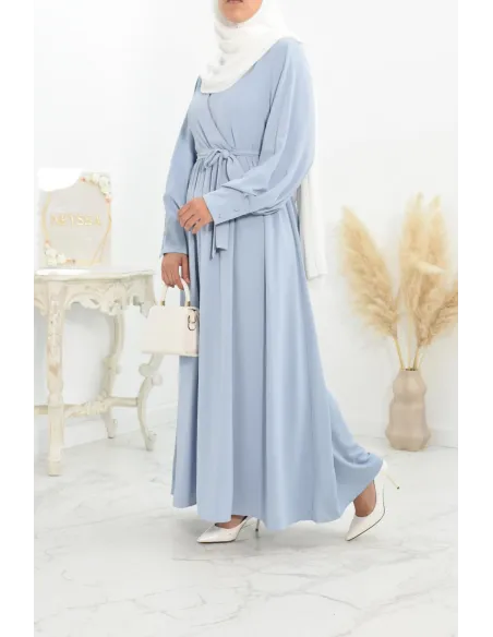 Robe longue col cache-cœur convient à l'allaitement femme voilée