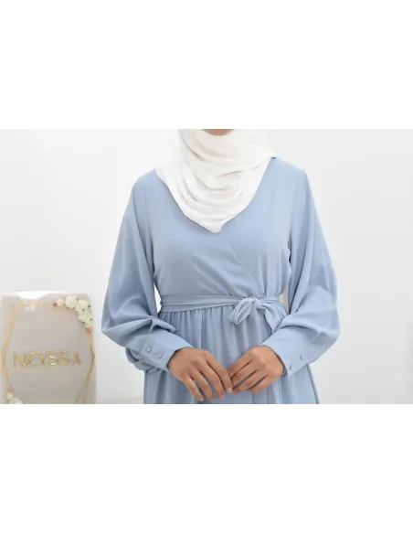 Robe longue col cache-cœur convient à l'allaitement femme voilée