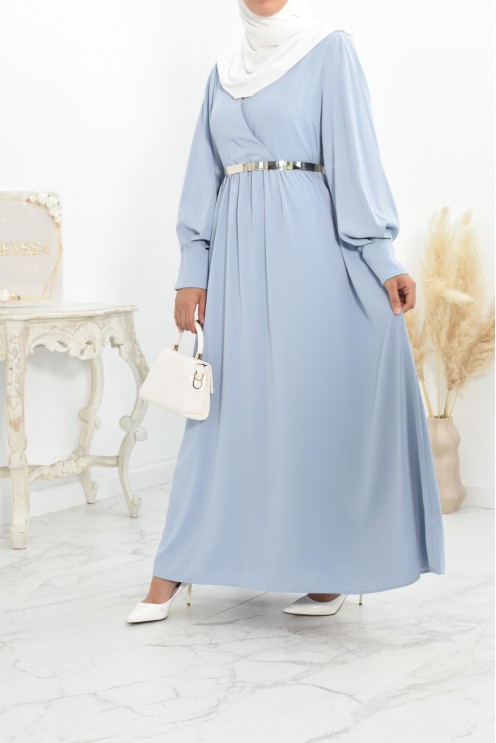 Robe longue col cache-cœur convient à l'allaitement femme voilée