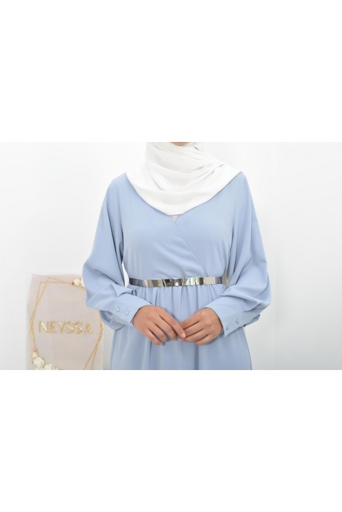 Robe longue col cache-cœur convient à l'allaitement femme voilée