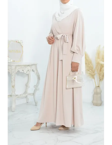 Robe longue col cache-cœur convient à l'allaitement femme voilée