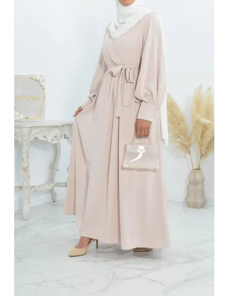 Robe longue col cache-cœur convient à l'allaitement femme voilée