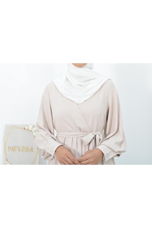 Robe longue col cache-cœur convient à l'allaitement femme voilée