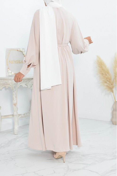 Robe longue col cache-cœur convient à l'allaitement femme voilée