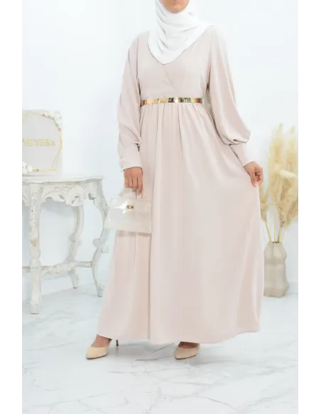 Robe longue col cache-cœur convient à l'allaitement femme voilée