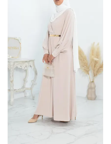Robe longue col cache-cœur convient à l'allaitement femme voilée