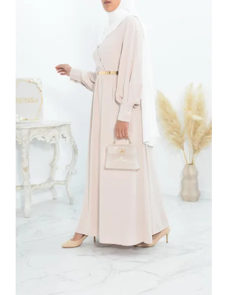 Robe longue col cache-cœur convient à l'allaitement femme voilée