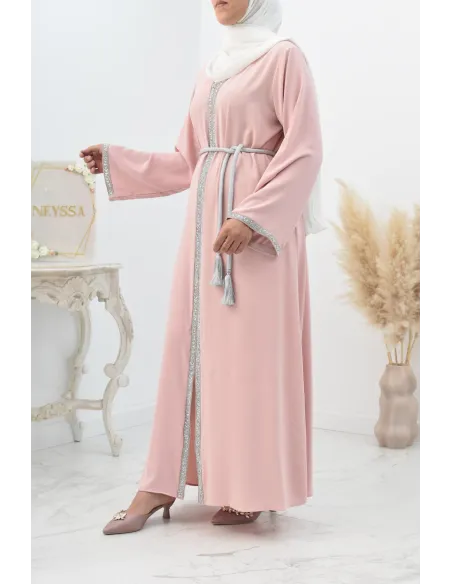 Abaya évasée duo mère et fille avec liseré à strass parfait Aïd 2022