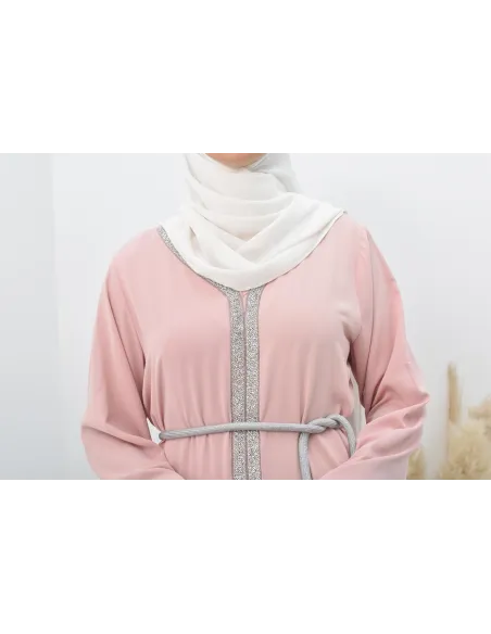 Abaya évasée duo mère et fille avec liseré à strass parfait Aïd 2022