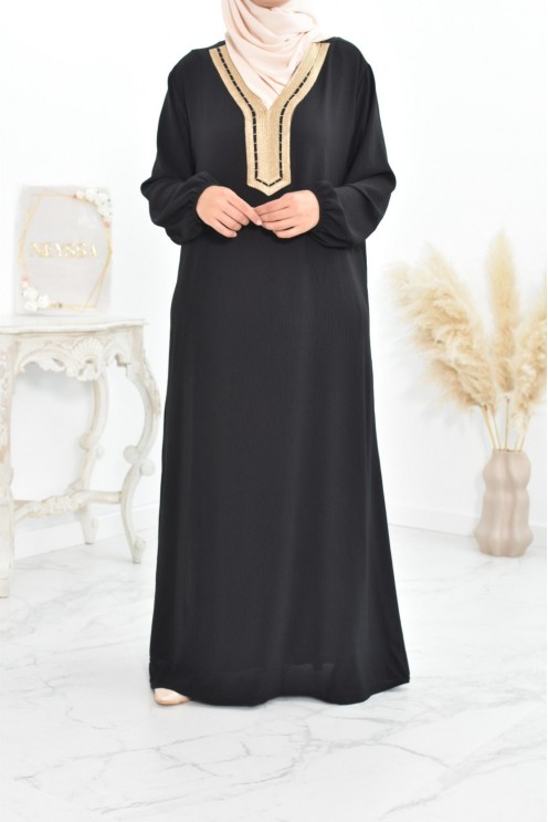 Robe abaya style oriental avec sfifa au quotdien et fête de l'Aïd