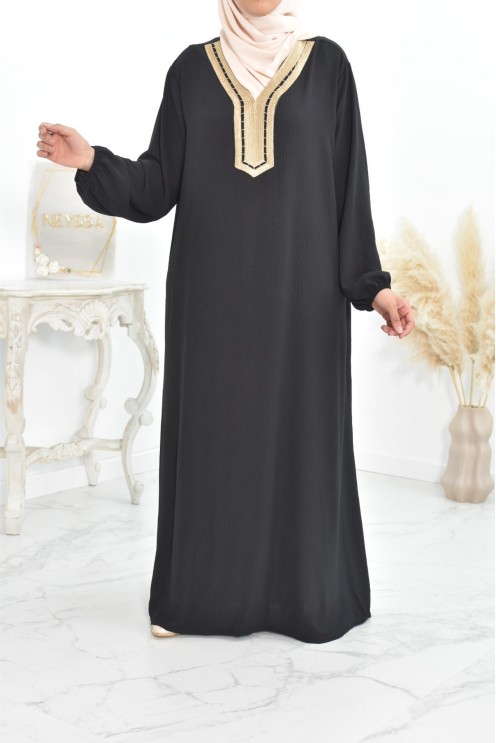 Robe abaya style oriental avec sfifa au quotdien et fête de l'Aïd